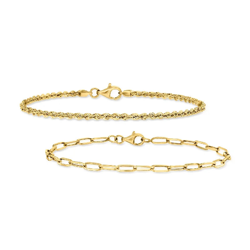 Breathtaking Jewelry At Limited-Time Savings RS Pure by Ross-Simons 14kt Yellow Gold Jewelry Set: 2 Link Bracelets Breathtaking Jewelry At Limited-Time Savings RS Pure by Ross-Simons 14kt Yellow Gold Jewelry Set: 2 Link Bracelets