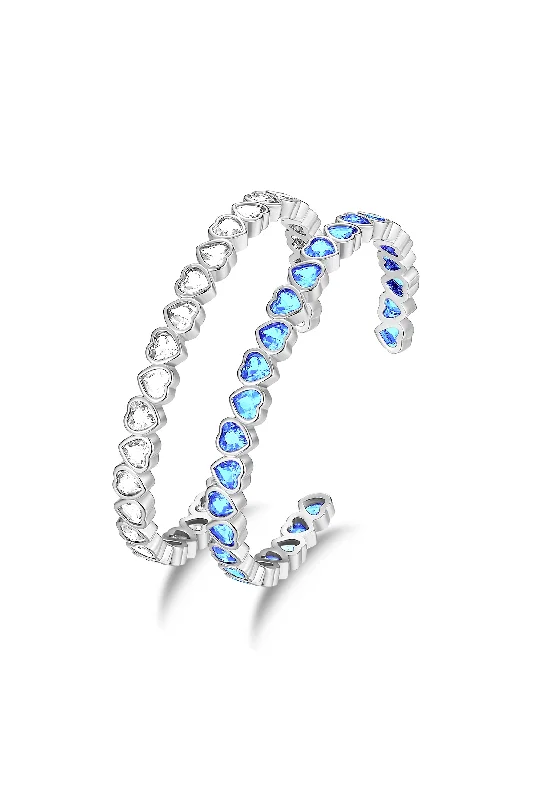 Last Chance To Shop High-End Jewelry At Markdown Prices Silver Heart Shaped Zirconia Bangle Bracelet Set Last Chance To Shop High-End Jewelry At Markdown Prices Silver Heart Shaped Zirconia Bangle Bracelet Set
