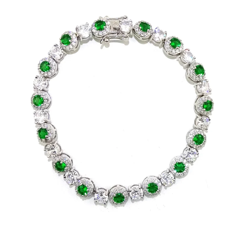 Shine Without Limits – Jewelry Sale Happening Now SS White CZ & Emerald Cir. Brac.