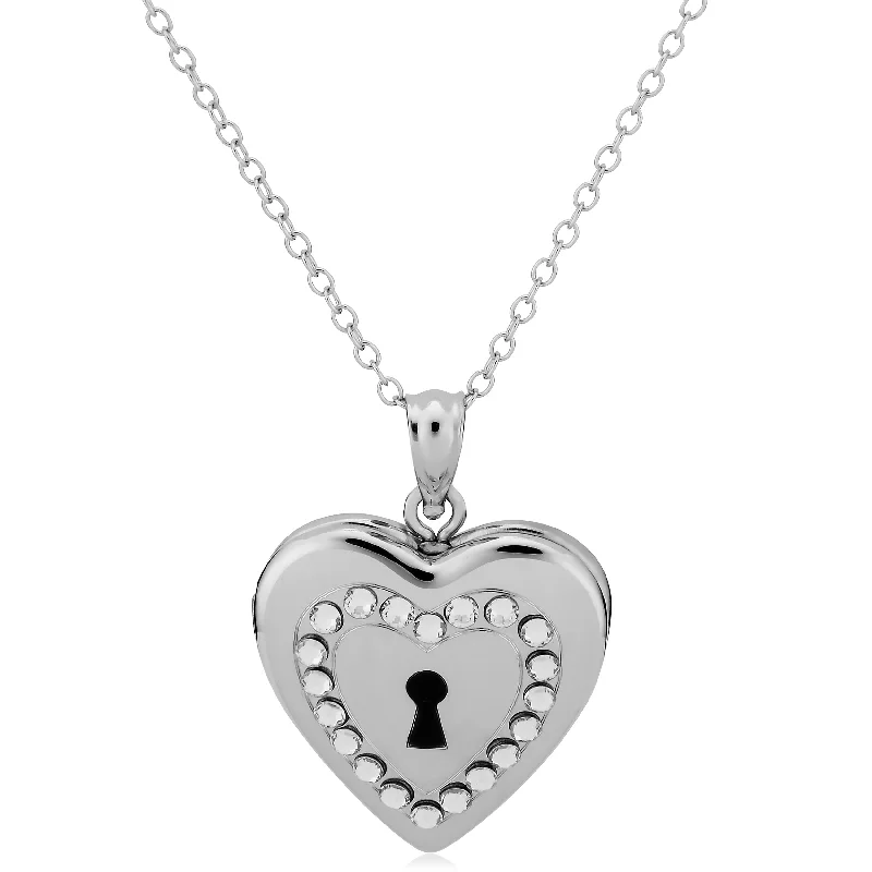 Gorgeous Jewelry, Limited-Time Savings Sterling Silver With Crystals Keyhole Heart Locket Pendant Necklace (18 inch) Gorgeous Jewelry, Limited-Time Savings Sterling Silver With Crystals Keyhole Heart Locket Pendant Necklace (18 inch)