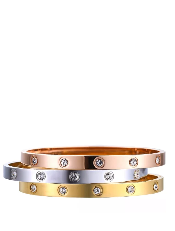 Shop Fine Jewelry With Exclusive Savings Tri Color Embelished Bangle Set