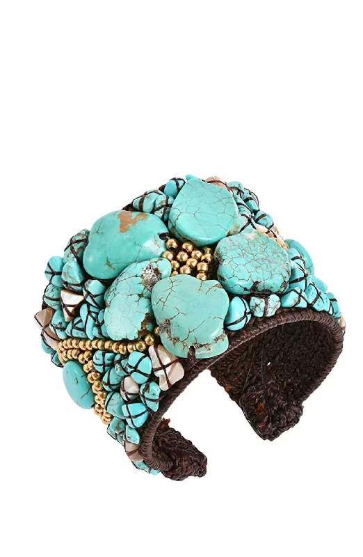 Exclusive Jewelry Offers – Sparkle For Less Turquoise Statement Cuff Bangle