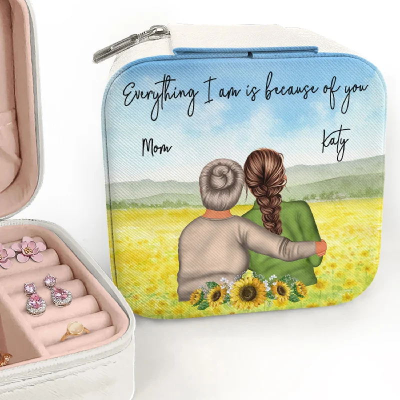 Seasonal Jewelry Clearance – Best Styles At The Lowest Prices Mom Everything I Am Is Because Of You Watercolor Style - Birthday, Family Gift For Mother, Daughter, Grandma, Women - Personalized Custom Jewelry Box