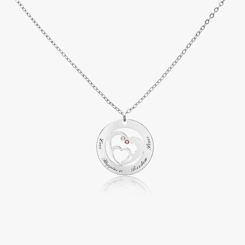 Get The Jewelry You Love At A Price You Love Silver Sisters Circle with Heart Pendant - with Diomand Get The Jewelry You Love At A Price You Love Silver Sisters Circle with Heart Pendant - with Diomand