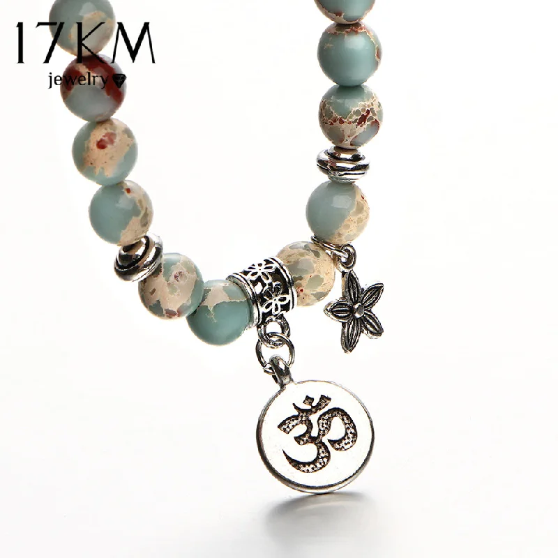 Vintage Yoga Pendant Strand Bracelets For Women Men New Natural Stone