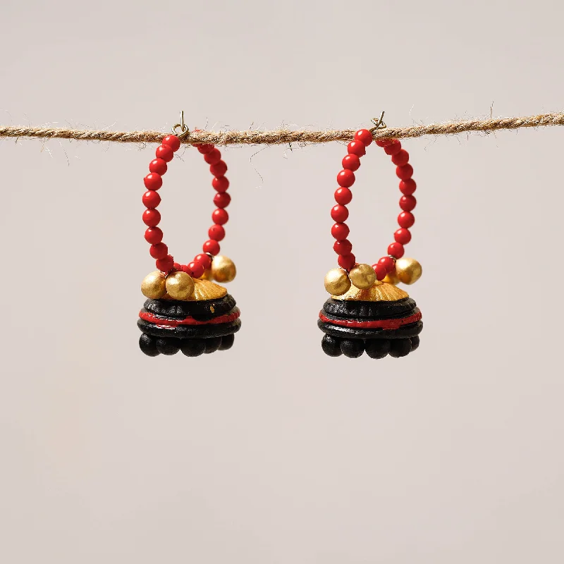Handmade Pearl Jewelry For Timeless Elegance Bishnupur Handpainted Terracotta Jhumki Earrings Handmade Pearl Jewelry For Timeless Elegance Bishnupur Handpainted Terracotta Jhumki Earrings