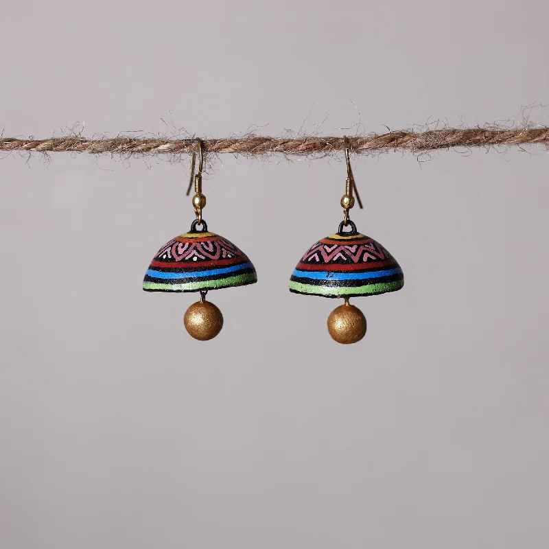 Miniature Handpainted Terracotta Jhumki Earrings