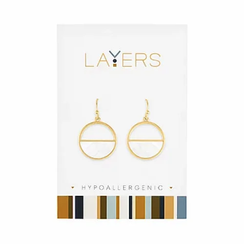 Customized Silver Jewelry For Unique Style Gold Half Stone Circle Dangle Layers Earrings Customized Silver Jewelry For Unique Style Gold Half Stone Circle Dangle Layers Earrings