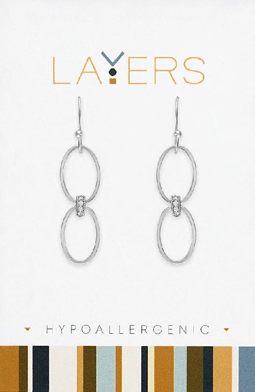 Fashion-Forward Jewelry At Exclusive Discounts Silver Double Loop CZ Dangle Layers Earrings Fashion-Forward Jewelry At Exclusive Discounts Silver Double Loop CZ Dangle Layers Earrings
