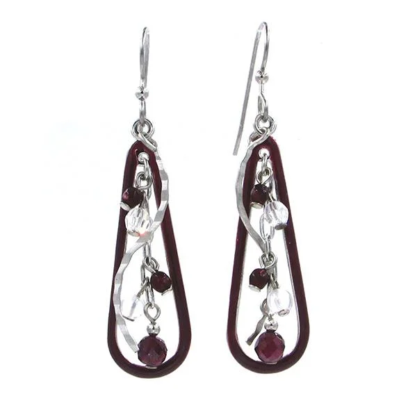 Versatile Layering Jewelry For Effortless Chic Silver Forest Earrings Elongated with Purple Bead Versatile Layering Jewelry For Effortless Chic Silver Forest Earrings Elongated with Purple Bead