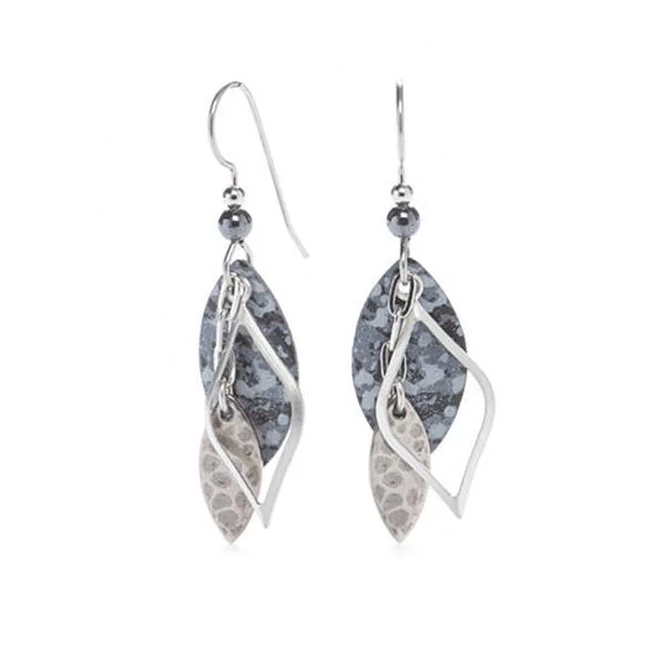 Silver Forest Earrings Silver Blue Layered Shapes