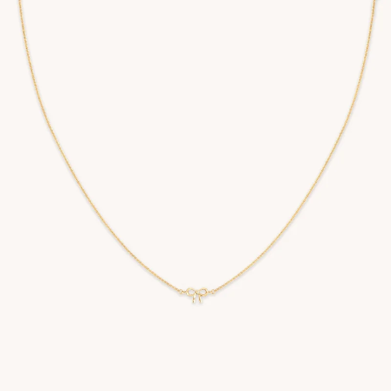 Huge Markdowns On Premium Jewelry Styles Bow Charm Necklace in Solid Gold
