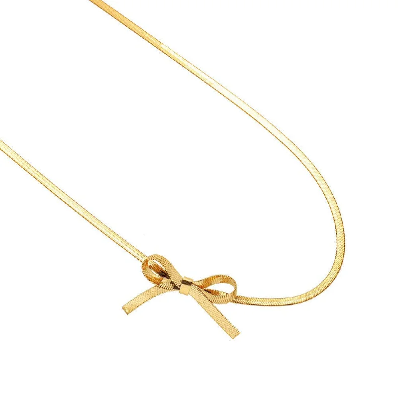 Buy More, Save More On Stunning Jewelry Designs Bow Herringbone Necklace
