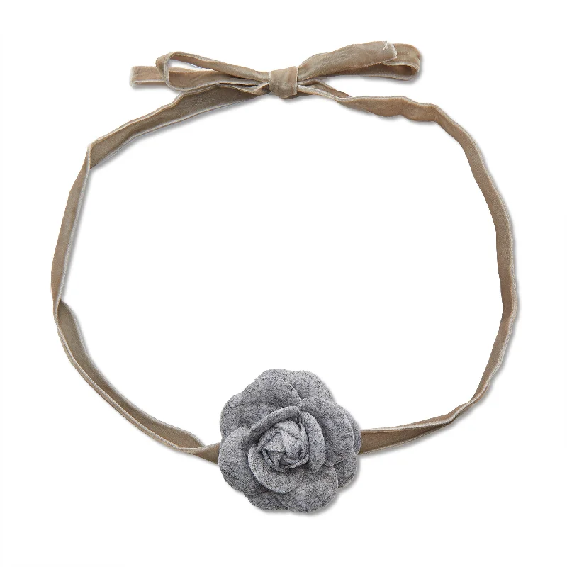 Personalized Engraved Jewelry For Meaningful Gifts CHARCOAL PAYTON FLOWER RIBBON CHOKER Personalized Engraved Jewelry For Meaningful Gifts CHARCOAL PAYTON FLOWER RIBBON CHOKER