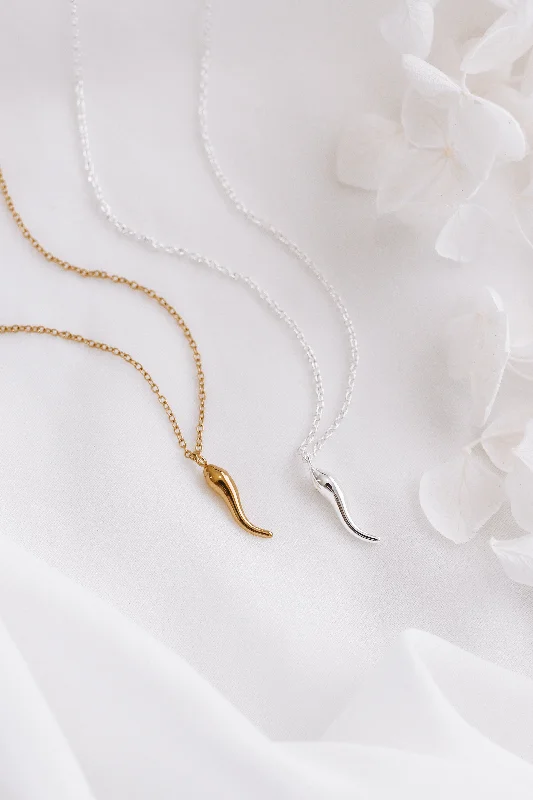 Dazzle In Elegance With Our Biggest Jewelry Sale Cornicello - Stainless Steel Gold or Silver Necklace Dazzle In Elegance With Our Biggest Jewelry Sale Cornicello - Stainless Steel Gold or Silver Necklace