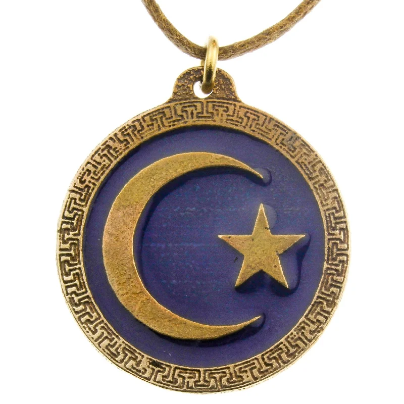 Shop Dazzling Jewelry At The Best Prices Crescent Moon and Star Blue Enamel Pendant Necklace on Adjustable Natural Fiber Cord Shop Dazzling Jewelry At The Best Prices Crescent Moon and Star Blue Enamel Pendant Necklace on Adjustable Natural Fiber Cord