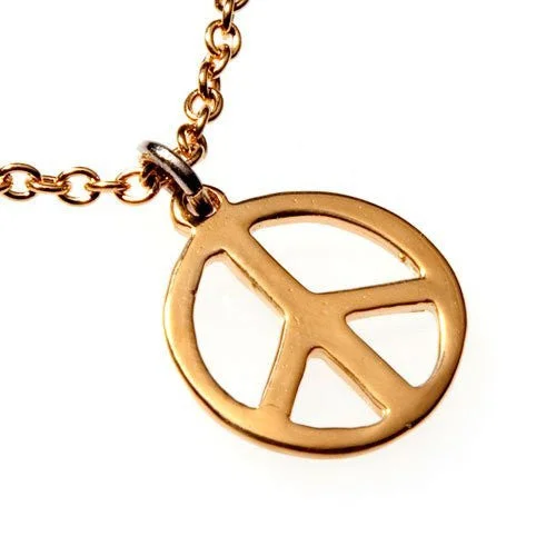 Limited-Stock Jewelry Sale – Once It's Gone, It's Gone Delicate Peace Symbol Gold-dipped Pendant Necklace on 18" Rolo Chain Limited-Stock Jewelry Sale – Once It's Gone, It's Gone Delicate Peace Symbol Gold-dipped Pendant Necklace on 18" Rolo Chain