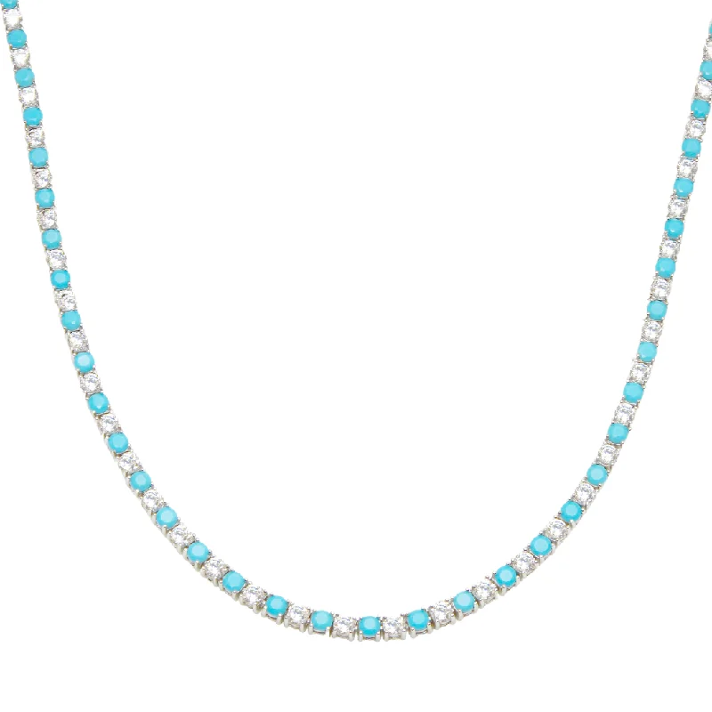 Seasonal Jewelry Deals – Elevate Your Style Diamond Turquoise Tennis Necklace