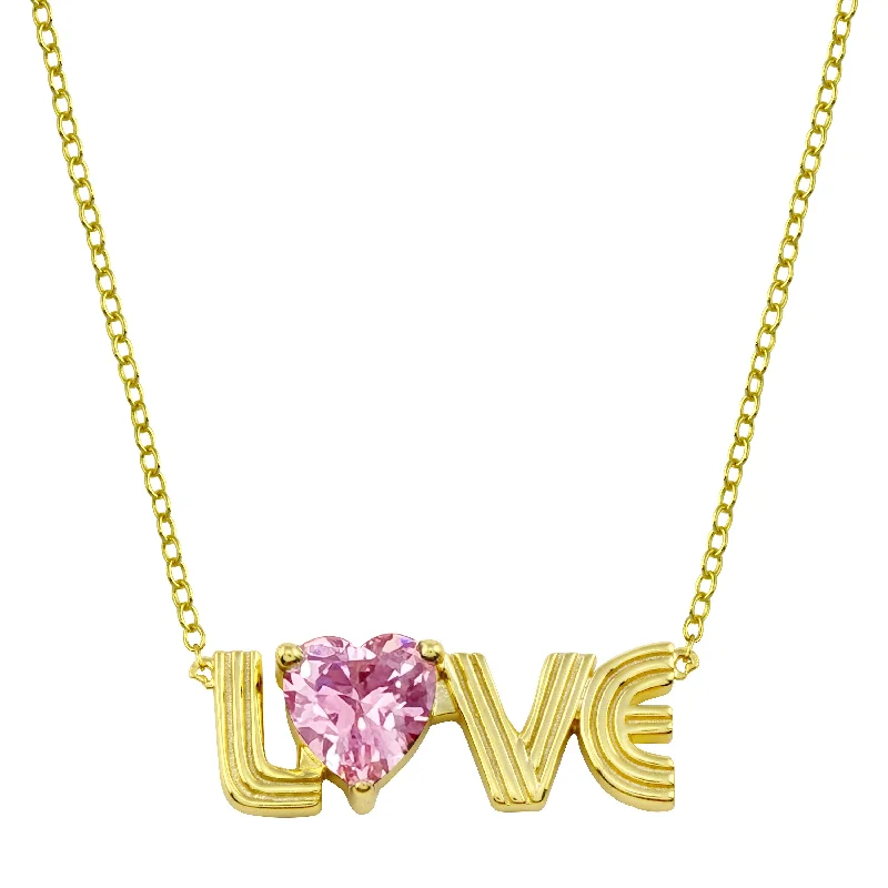 Exclusive Jewelry Offers – Sparkle For Less Fluted Pink LOVE Necklace