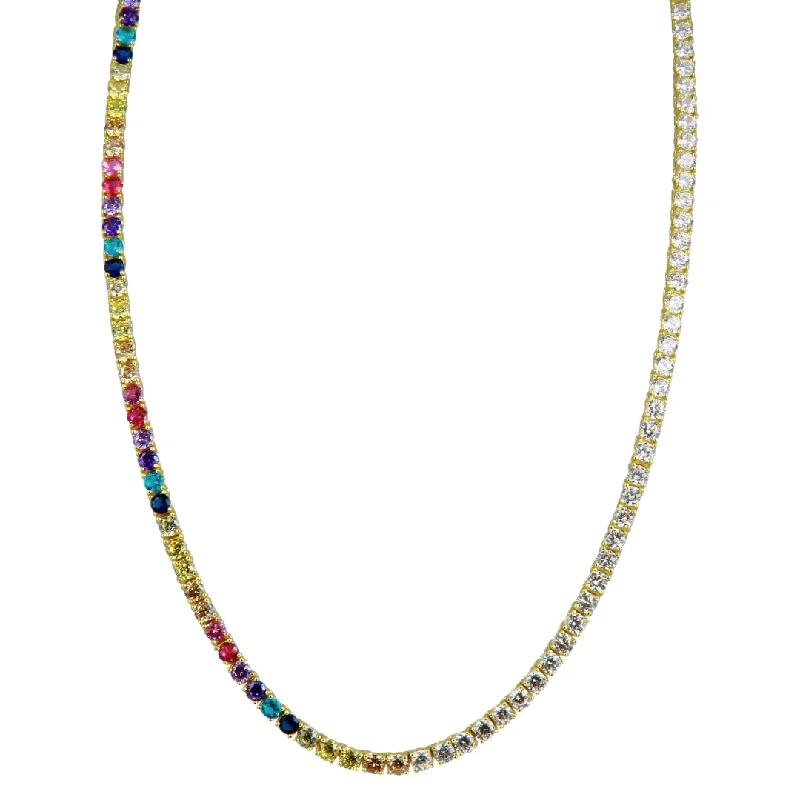 Jewelry Deals That Outshine The Rest Half Rainbow Tennis Necklace