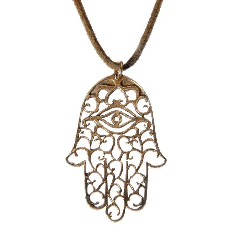 Affordable Luxury Jewelry For Every Occasion Hamsa Peace Bronze Necklace on Adjustable Natural Fiber Cord Affordable Luxury Jewelry For Every Occasion Hamsa Peace Bronze Necklace on Adjustable Natural Fiber Cord