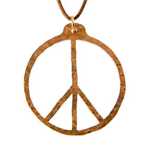 Limited-Stock Jewelry Sale – Once It's Gone, It's Gone Hand Hammered Peace Symbol Peace Bronze Pendant Necklace on Adjustable Natural Fiber Cord Limited-Stock Jewelry Sale – Once It's Gone, It's Gone Hand Hammered Peace Symbol Peace Bronze Pendant Necklace on Adjustable Natural Fiber Cord