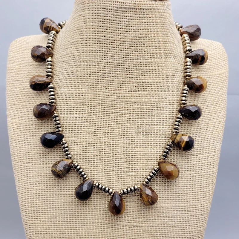 Everyday Jewelry Essentials Now On Sale Hematite and Tigers Eye Briollette Necklace Everyday Jewelry Essentials Now On Sale Hematite and Tigers Eye Briollette Necklace