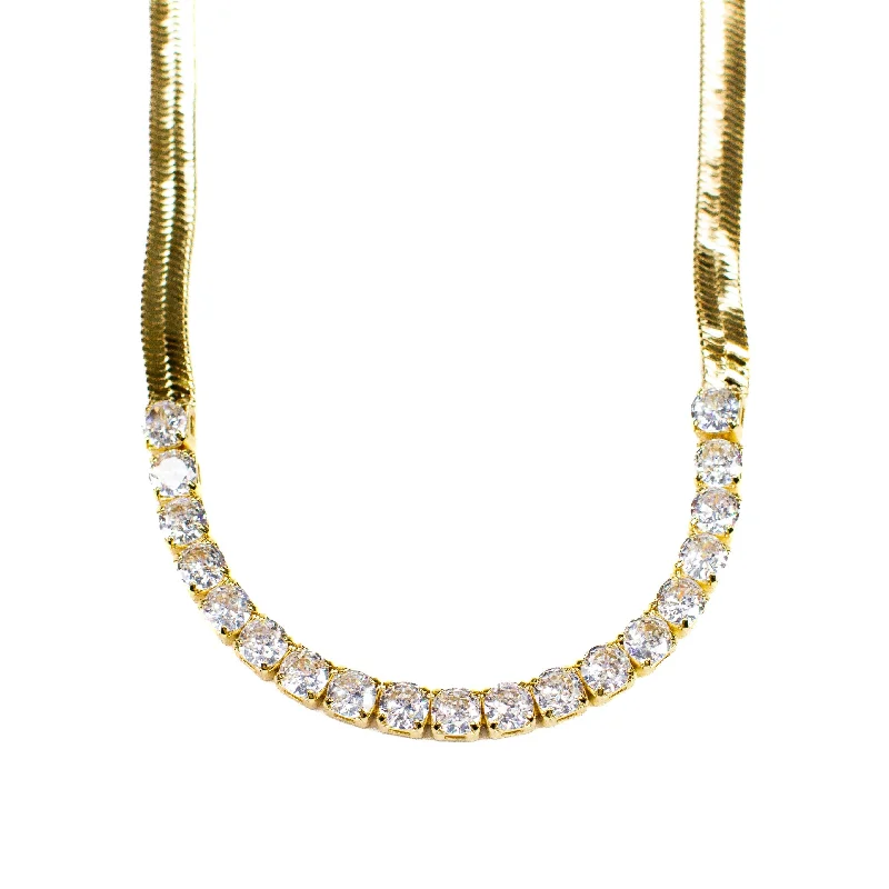 Huge Markdowns On Premium Jewelry Styles Herringbone CZ Clear Necklace