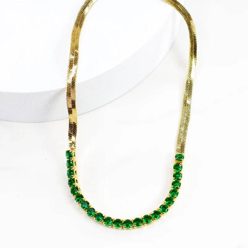 Get Your Favorite Jewelry At The Best Price Herringbone Green CZ Necklace