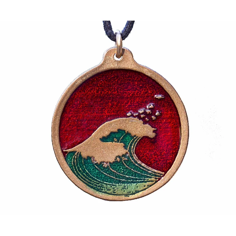 Don't Miss Our Biggest Jewelry Sale Of The Season Hokusai Wave Round Red and Green Enamel Pendant Necklace on Cord Don't Miss Our Biggest Jewelry Sale Of The Season Hokusai Wave Round Red and Green Enamel Pendant Necklace on Cord