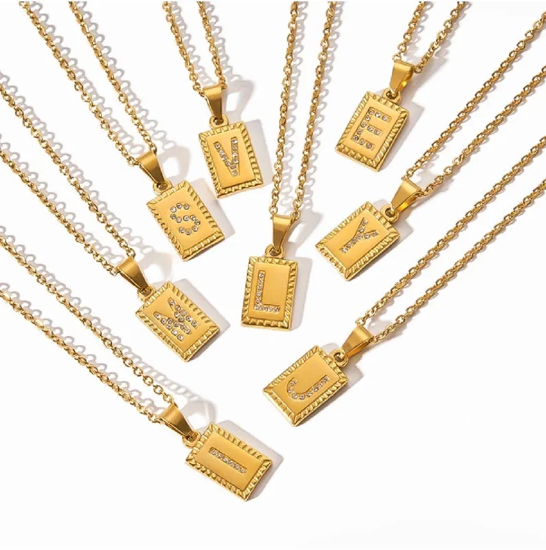 Personalized Jewelry At Special Discount Rates Initial CZ Tag Necklace