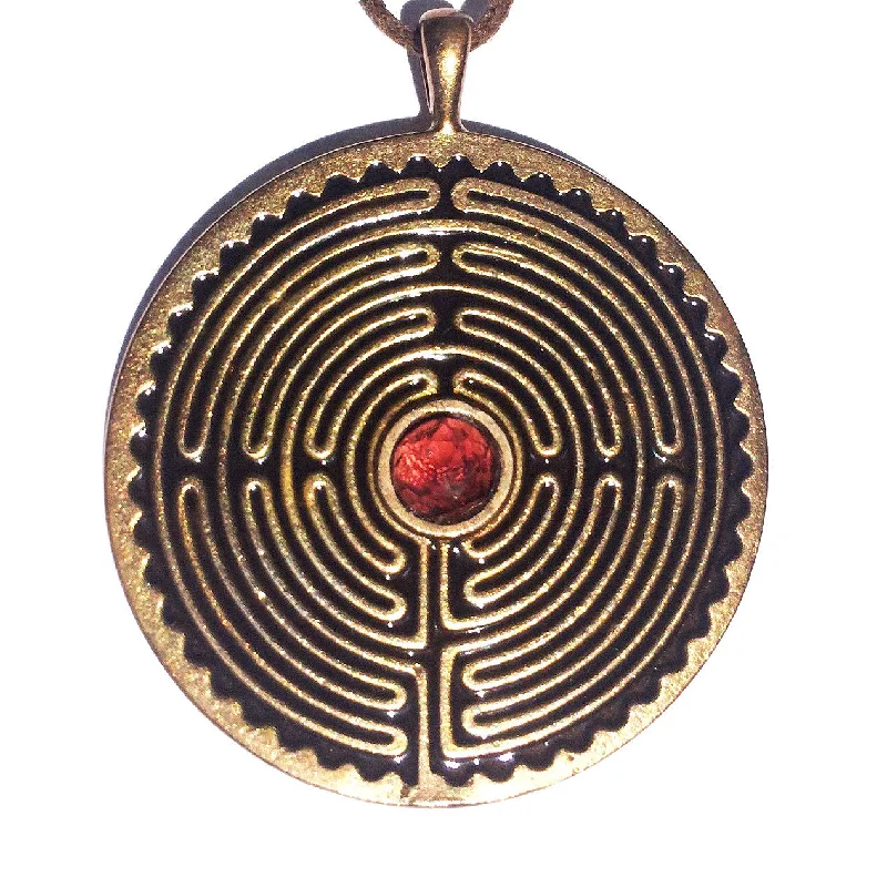 Jewelry Clearance Sale – Final Reductions Labyrinth Peace Bronze Pendant Necklace with 6mm Faceted Garnet Stone on Adjustable Natural Fiber Cord Jewelry Clearance Sale – Final Reductions Labyrinth Peace Bronze Pendant Necklace with 6mm Faceted Garnet Stone on Adjustable Natural Fiber Cord