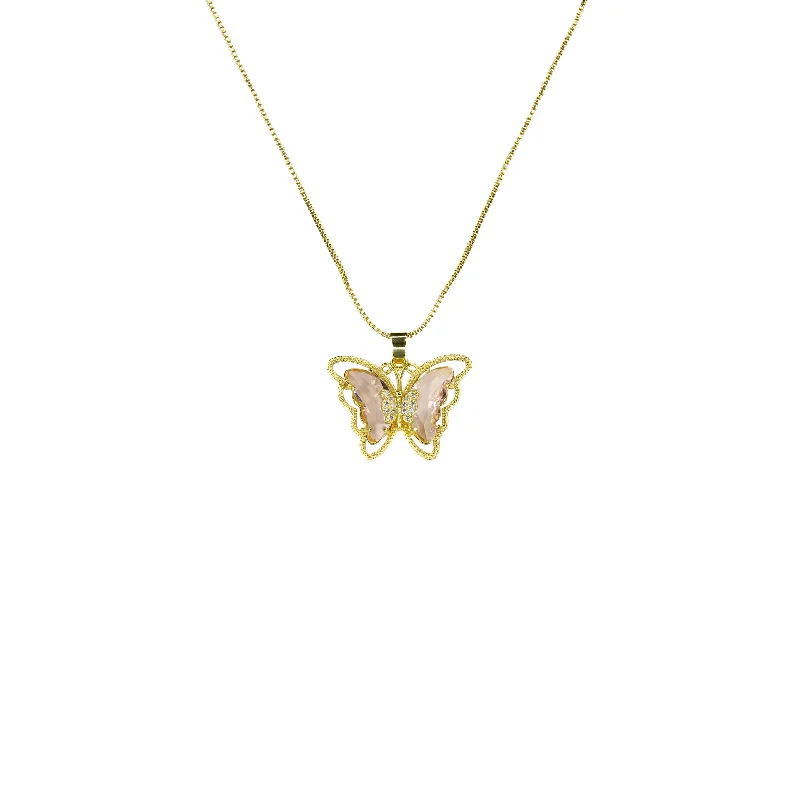 Limited-Time Offer On Elegant Jewelry Pieces Light Pink Butterfly Necklace