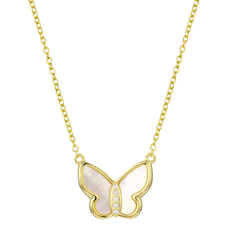 Elevate Your Outfit With Discounted Statement Jewelry MOP Butterfly Necklace