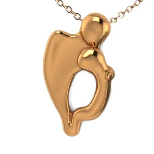 Handcrafted Beauty At Affordable Prices Mother and Child Gold-dipped Pendant Necklace on 18" Rolo Chain Handcrafted Beauty At Affordable Prices Mother and Child Gold-dipped Pendant Necklace on 18" Rolo Chain