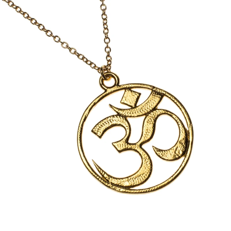 Big Discounts On Elegant Jewelry Collections Om Gold-dipped Necklace on 18" Rolo Chain Big Discounts On Elegant Jewelry Collections Om Gold-dipped Necklace on 18" Rolo Chain