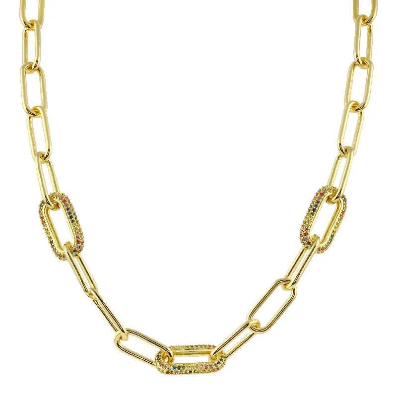Shop Fine Jewelry With Exclusive Savings Paperclip Rainbow Pave Link Necklace
