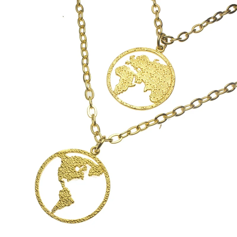 Classic And Modern Jewelry Styles On Sale Peace on Earth Double Hemisphere Gold-dipped Necklace Classic And Modern Jewelry Styles On Sale Peace on Earth Double Hemisphere Gold-dipped Necklace