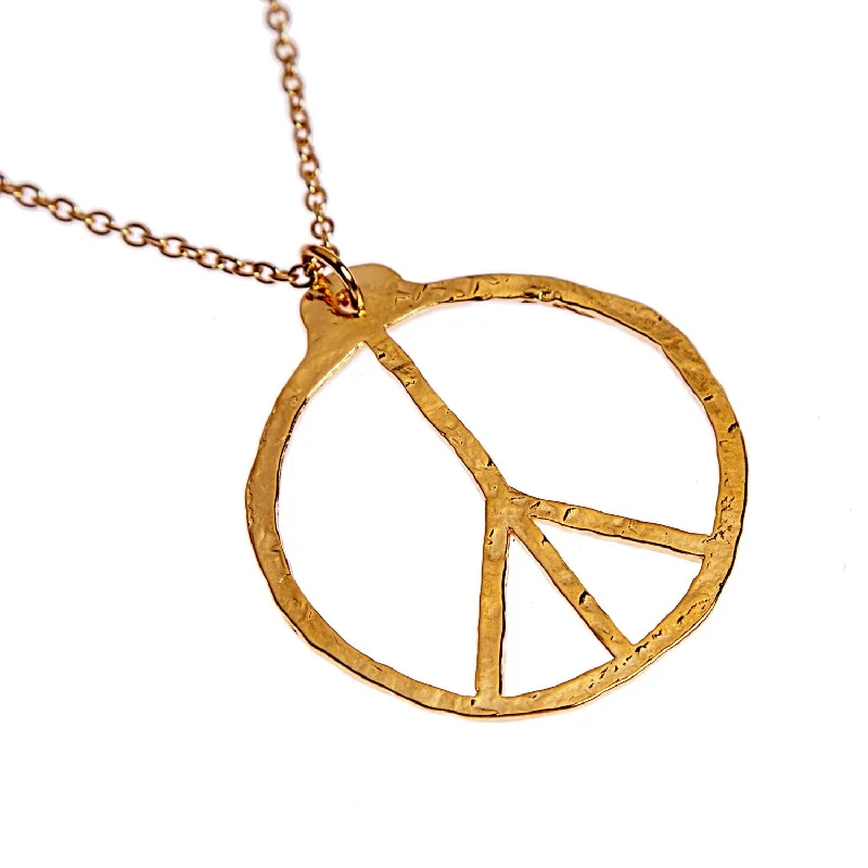 Sparkle On A Budget – Fine Jewelry For Less Peace Symbol Hand Hammered Delicate Gold Dipped Pendant Necklace on 18" Rolo Chain Sparkle On A Budget – Fine Jewelry For Less Peace Symbol Hand Hammered Delicate Gold Dipped Pendant Necklace on 18" Rolo Chain