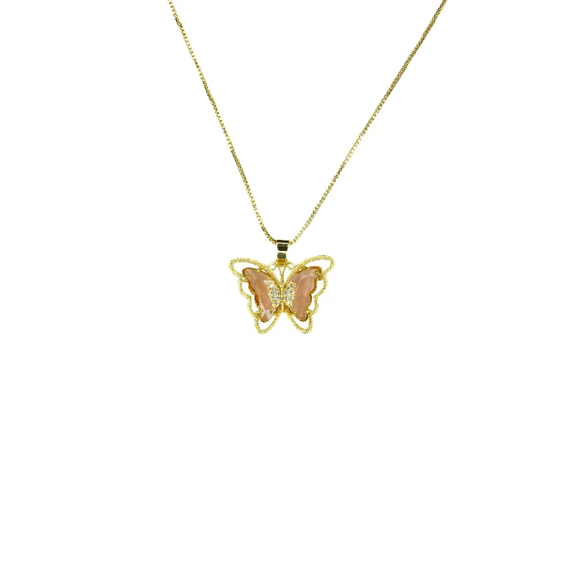 Special Deals On Handcrafted And Designer Jewelry Pink Peach Butterfly Necklace