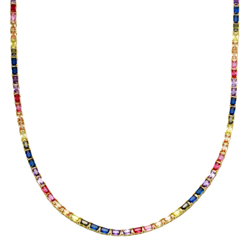 Shop Stylish Jewelry Now And Save Big Rainbow Baguette Tennis Necklace