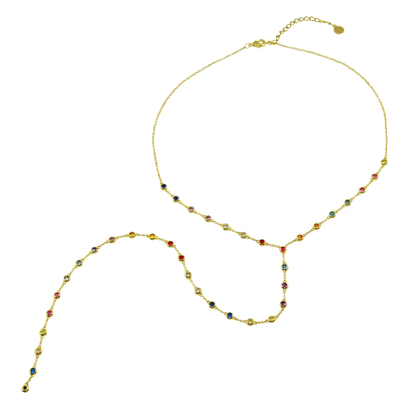 Discounted Jewelry For A Glamorous Look Rainbow Bezel Lariat