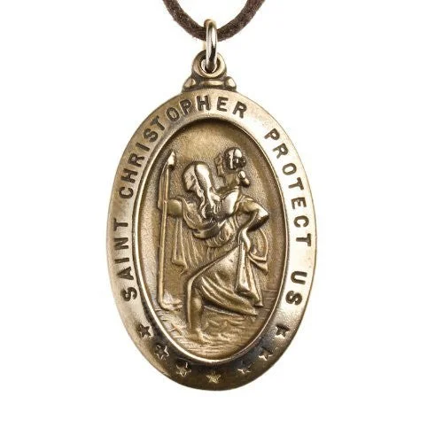 Luxury Jewelry Without The Luxury Price Tag Saint Christopher Peace Bronze Pendant Necklace on Adjustable Natural Fiber Cord Luxury Jewelry Without The Luxury Price Tag Saint Christopher Peace Bronze Pendant Necklace on Adjustable Natural Fiber Cord