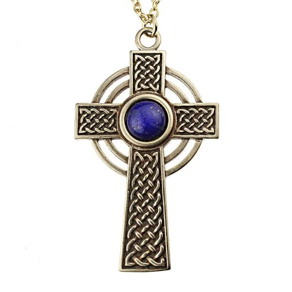 Exclusive Online Jewelry Sale – Don't Wait Small Celtic Cross Necklace with 8mm Persian Lapis Copper Gemstone Exclusive Online Jewelry Sale – Don't Wait Small Celtic Cross Necklace with 8mm Persian Lapis Copper Gemstone