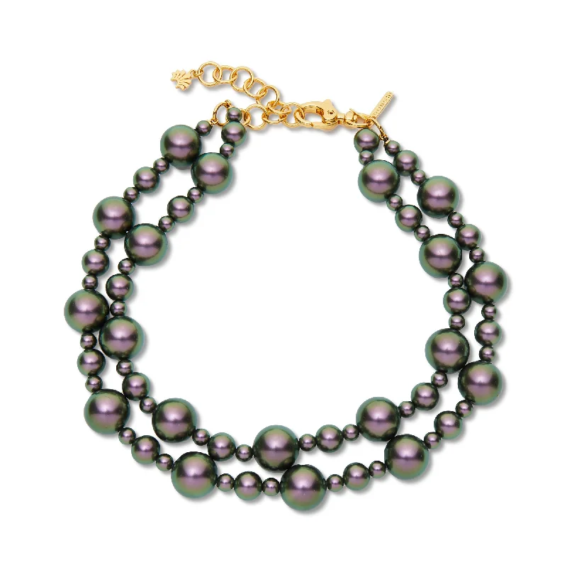 Customized Silver Jewelry For Unique Style TAHITIAN PEARL JACKIE DOUBLE ROW NECKLACE Customized Silver Jewelry For Unique Style TAHITIAN PEARL JACKIE DOUBLE ROW NECKLACE