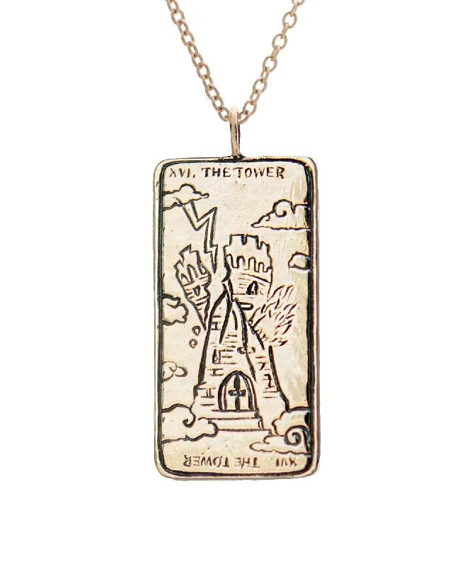 Buy More, Save More On Stunning Jewelry Designs Tower Tarot Card Necklace