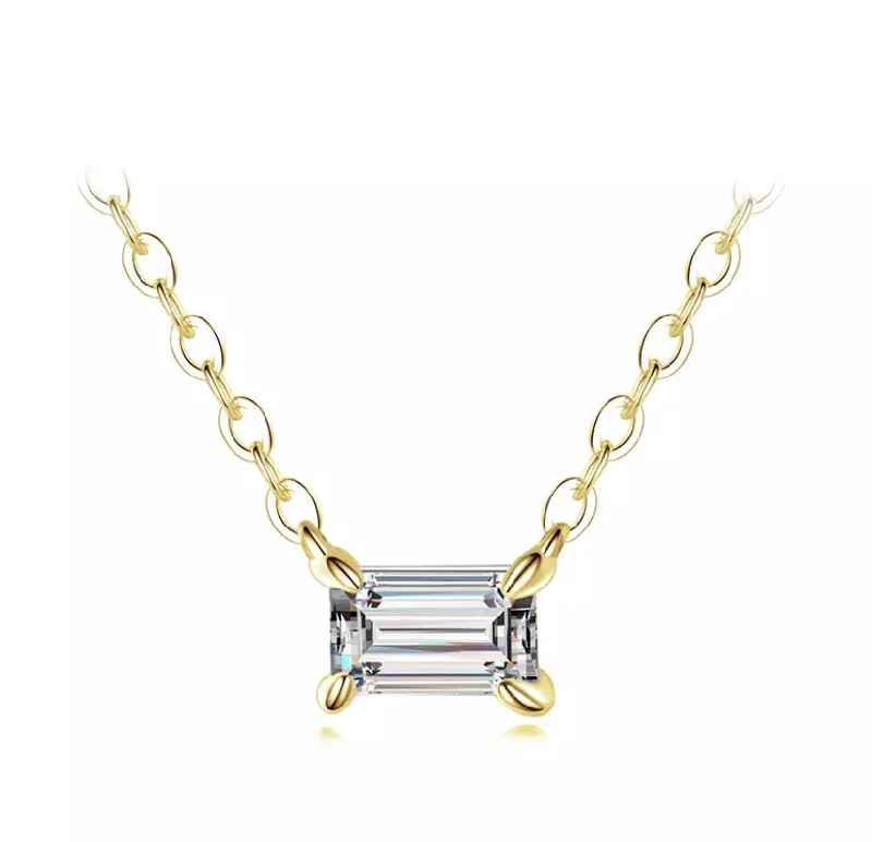 Timeless Elegance At Unbelievable Discounts Baguette Solitaire Necklace