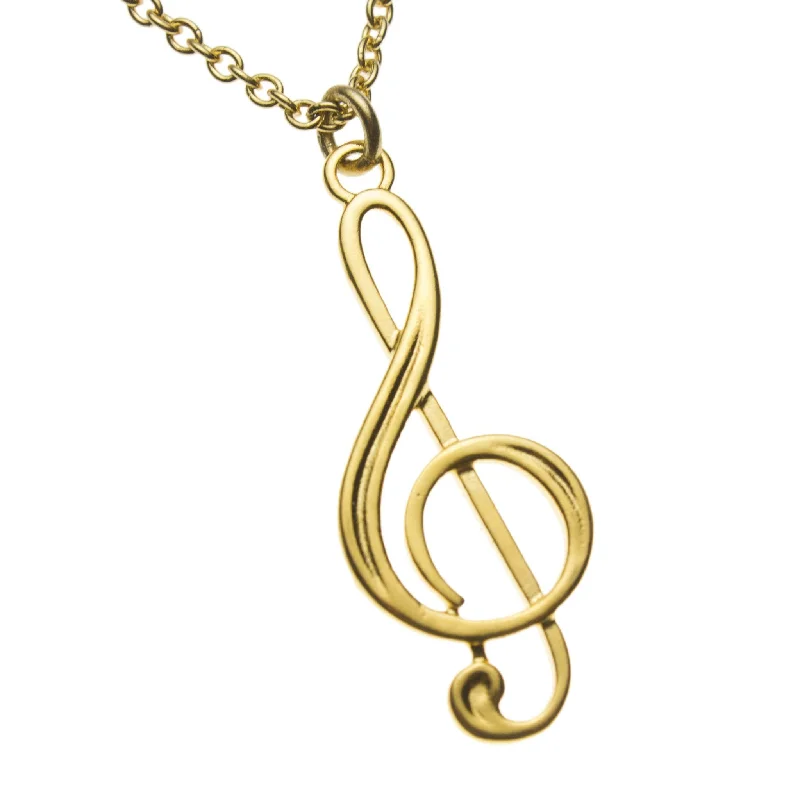 Best Jewelry Deals – Premium Quality At Exclusive Discounts Treble Clef Gold-dipped Pendant Necklace on 20" Rolo Chain