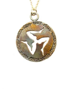 Elevate Your Outfit With Discounted Statement Jewelry Triskelion Iridescent Pendant Necklace on 18" Rolo Chain Elevate Your Outfit With Discounted Statement Jewelry Triskelion Iridescent Pendant Necklace on 18" Rolo Chain
