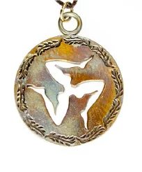 Shop High-Quality Jewelry At Jaw-Dropping Discounts Triskelion Iridescent Pendant Necklace on Adjustable Natural Fiber Cord Shop High-Quality Jewelry At Jaw-Dropping Discounts Triskelion Iridescent Pendant Necklace on Adjustable Natural Fiber Cord